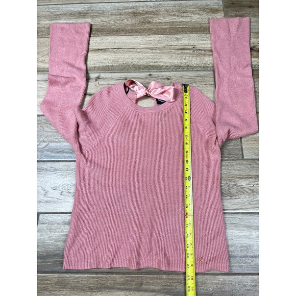 Women's Ribbon Tie Back Sweater Knit Small Top Pink Peach - Picture 10 of 14